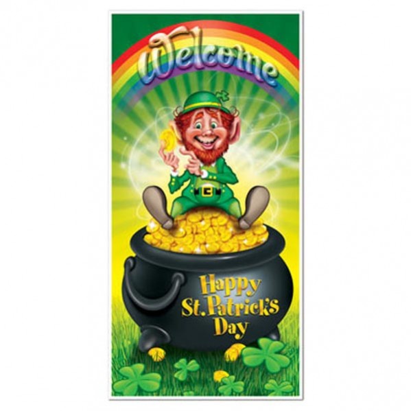 St Patrick's Day Door Decorations 75cm x 150cm Leprechaun Welcome! Happy St Patrick's Day