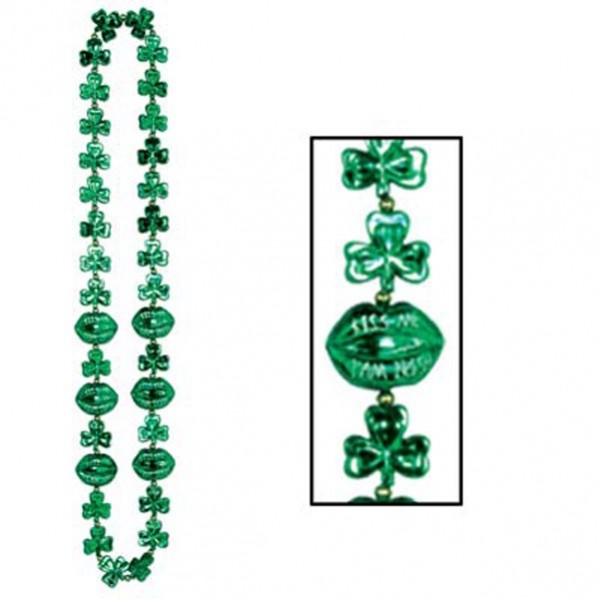 St Patrick's Day Costume Accessories 100cm Shamrock with Kissy Lips Beads Necklace