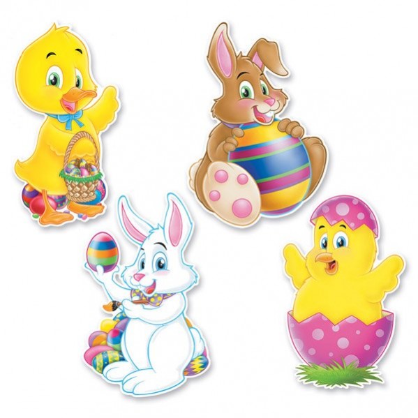 Easter Duck, Chick & Bunnies Cutouts 35cm Pack of 4