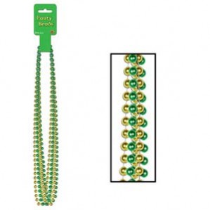 St Patrick's day Costume Accessories 7.5mm x 83cm Green & Gold Party Beads Pack of 6