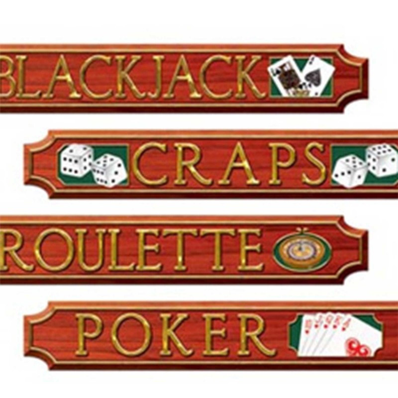 Casino Night Signs Cutouts 9cm x 60cm Pack of 4