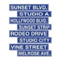 Hollywood Street Signs Cutouts 10cm x 61cm Pack of 4