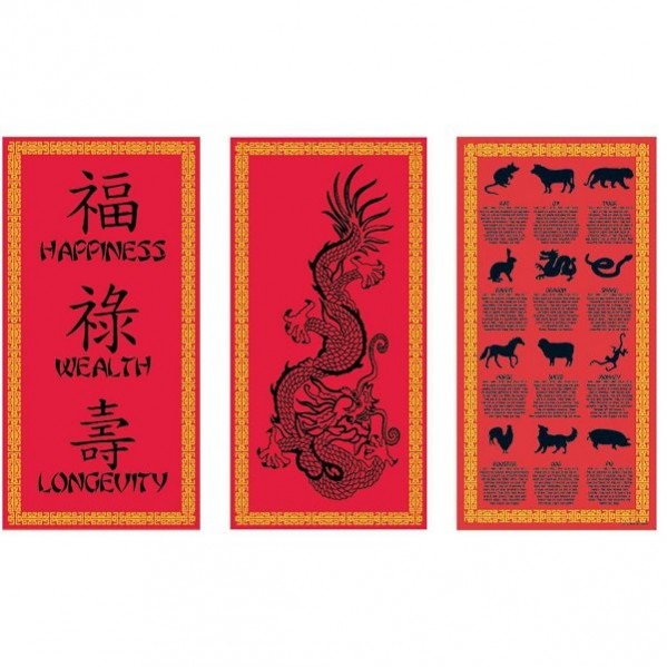 Chinese New Year Chinese Cultural Cutouts 25cm x 50cm 3 pk