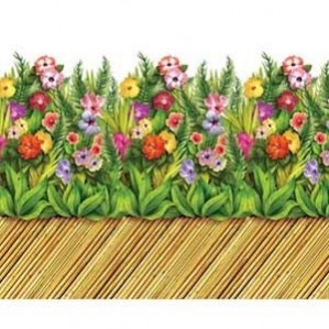 Hawaiian Luau Bamboo Walkway & Tropical Flowers Backdrop Border Insta-Theme Scene Setter 61cm x 9.1m
