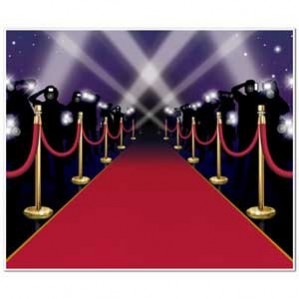 Hollywood Red Carpet & Stanchions Backdrop Scene Setter 1.52m x 1.82m - NFS Party