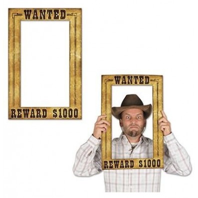 Cowboy Wanted! Reward $1000 Fun Frame Photo Prop 39cm x 59cm - NFS Party