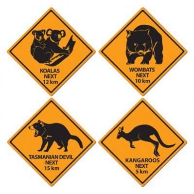 Australia Day Outback Road Signs Cutouts 43cm 4 pk