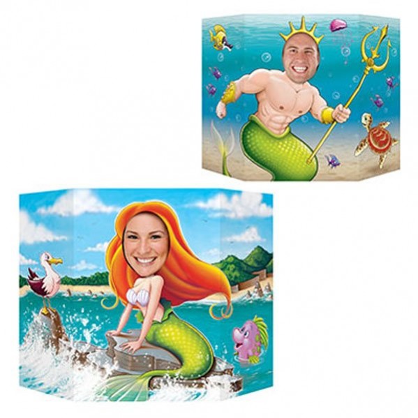 Happy Birthday Mermaid & King Neptune Photo Prop 94cm x 64cm - NFS Party