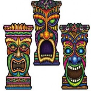 Hawaiian Luau Assorted Colours Tiki Cutout 55cm x 26cm