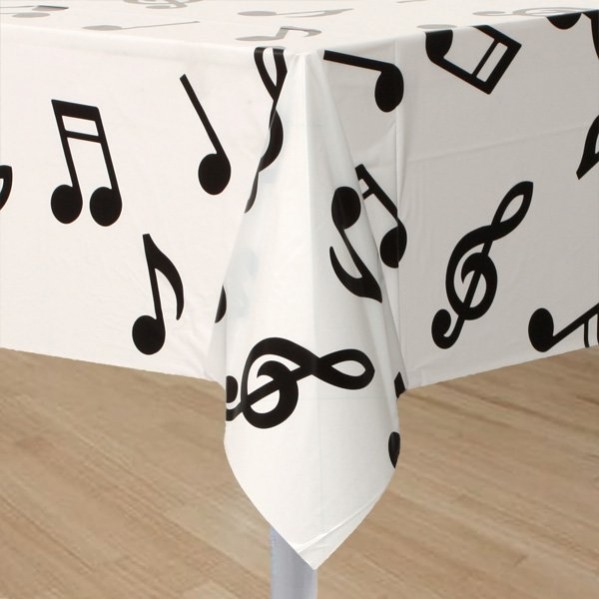 Disco & 70's Musical Notes Plastic Table Cover 137cm x 274cm