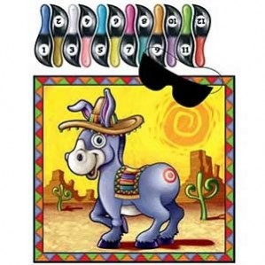 Mexican Fiesta Donkey Pin the Tail Party Game