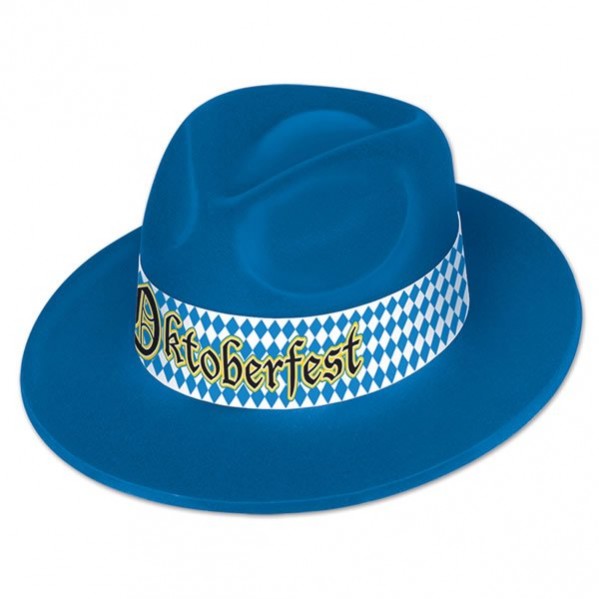 Blue Oktoberfest Velour Fedora Hat Head Accessory One Size Fits Most