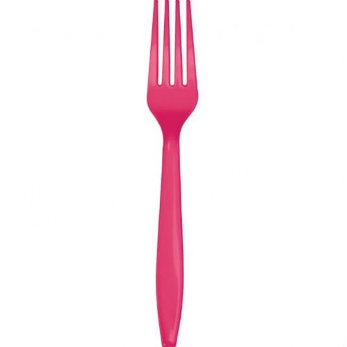 Hot Magenta Plastic Forks Pack of 24
