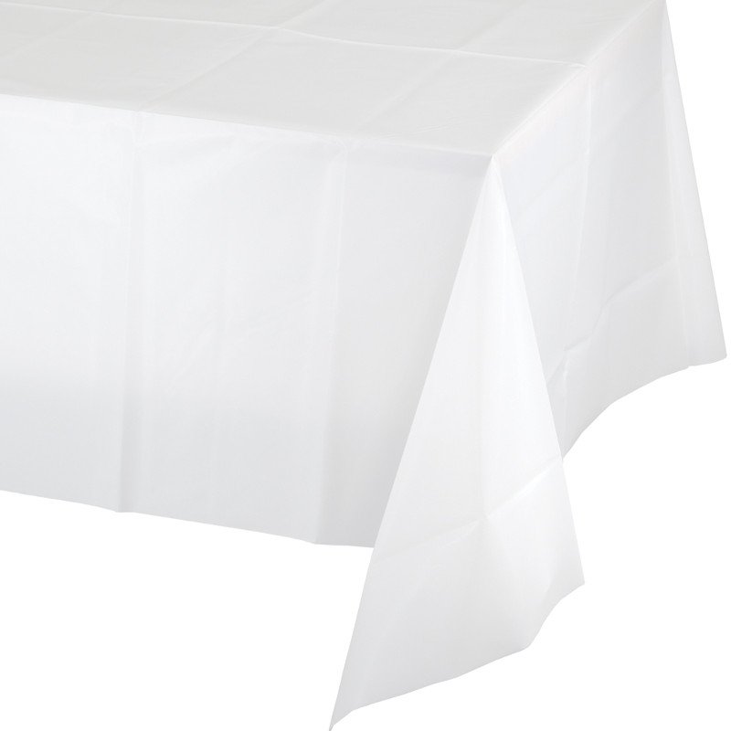 White Plastic Table Cover 137cm x 274cm - NFS Party