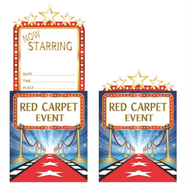 Red Hollywood Lights Carpet Event Red Carpet Event Invitations Pack of 8