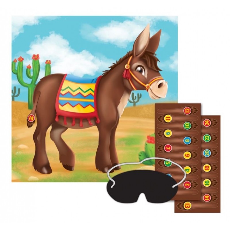 Mexican Fiesta Pin the Tail on the Donkey Party Game