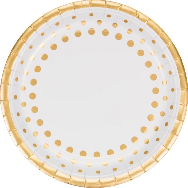 Gold Sparkle & Shine Round Dinner Plates 23cm 8 pk
