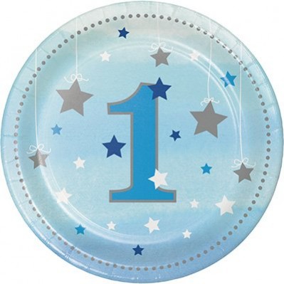 Boy One Little Star 1 Round Lunch Plates 18cm 8 pk