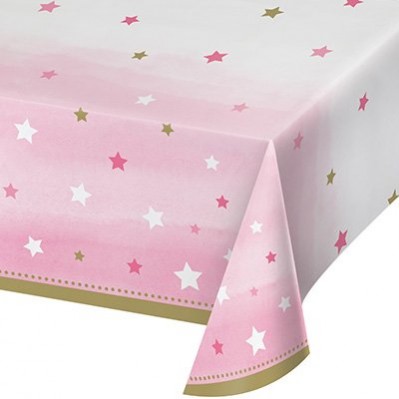 Girl One Little Star Plastic Table Cover 137cm x 259cm