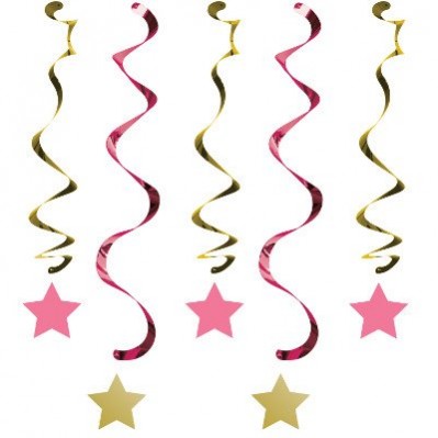 Girl One Little Star Dizzy Dangler Swirls Hanging Decorations Pack of 5
