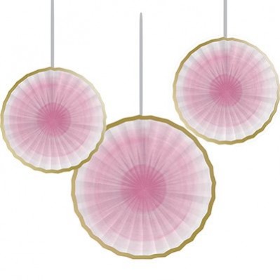 Round Girl One Little Star Tissue Paper Fan Hanging Decorations Pack of 3