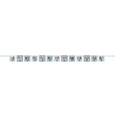 Boy's 1st Birthday Pennant Banners 12cm x 2.74m Blue