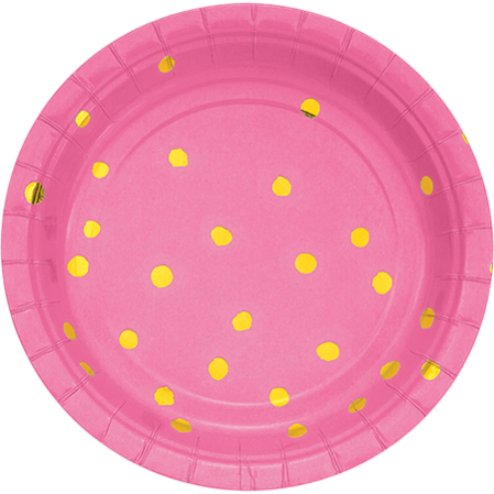 Dots Candy Pink & Gold Touch of Colour Lunch Plates 18cm 8 pk Dots Candy Pink & Gold Touch of Colour Lunch Plates 18cm 8 pk