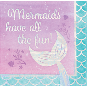 Mermaid Shine Iridescent Mermaids have all the fun! Lunch Napkins Pack of 16