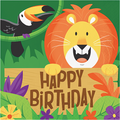 Jungle Safari Happy Birthday Lunch Napkins 16 pk