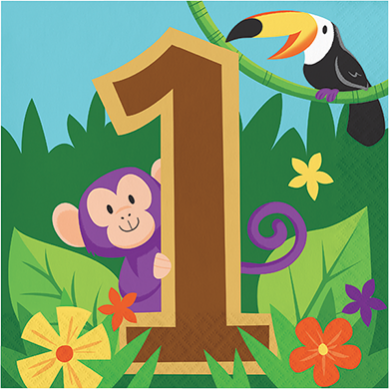 Jungle Safari 1st Birthday Lunch Napkins 16 pk