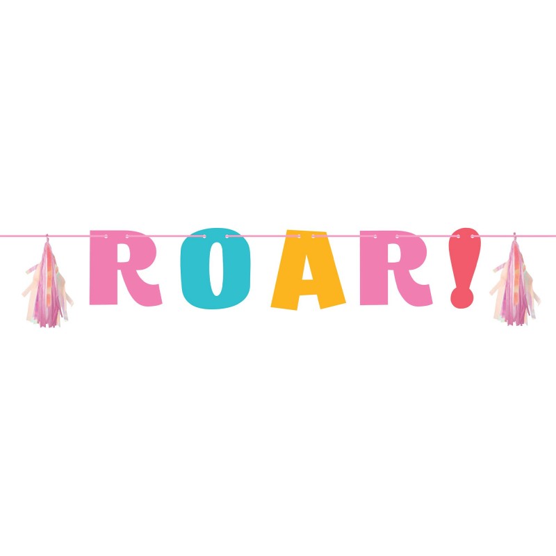 Dinosaur ROAR! Girl Dino Decor Letter Banner 20cm x 1.37m Dinosaur ROAR! Girl Dino Decor Letter Banner 20cm x 1.37m