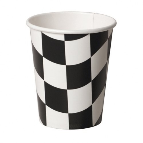 Black & White Check Paper Cups 266ml 8 pk