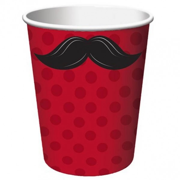 Moustache Paper Cups 266ml Pack of 8