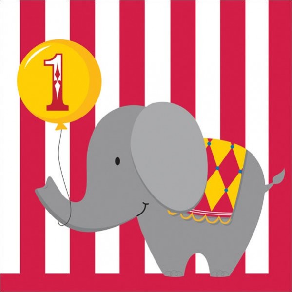 Boy Circus Time Lunch Napkins 1st Birthday Pack of 16