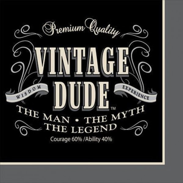 Vintage Dude Lunch Napkins Pack of 16 - NFS Party