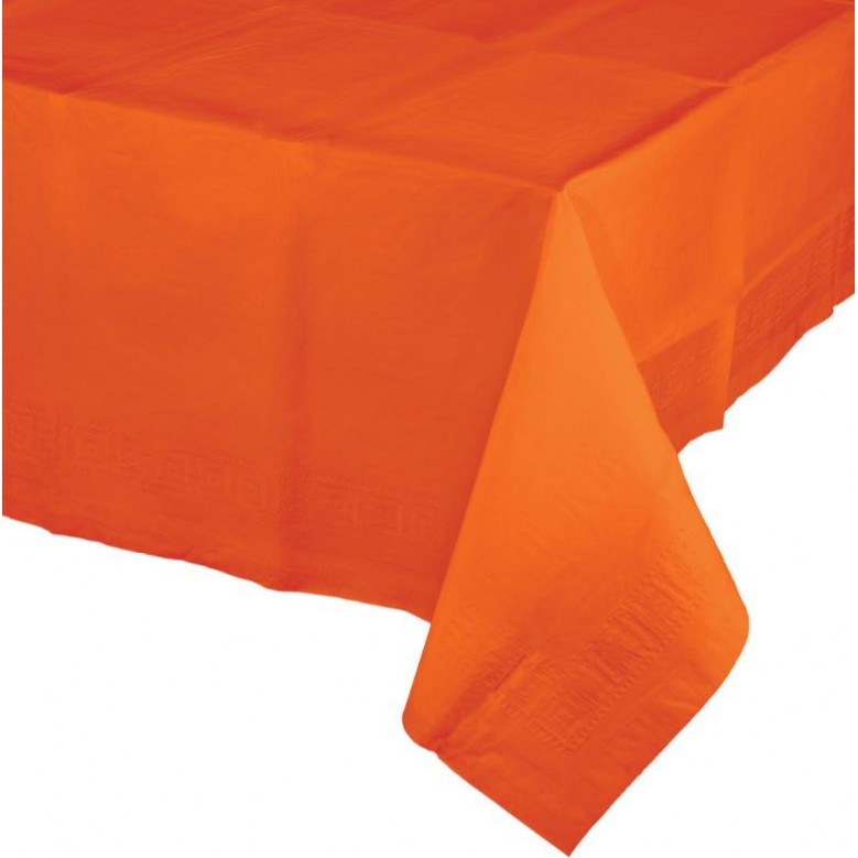 Sunkissed Orange Tissue & Plastic Back Table Cover 137cm x 274cm