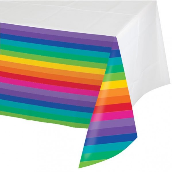 Rainbow Plastic Table Cover 137cm x 259cm