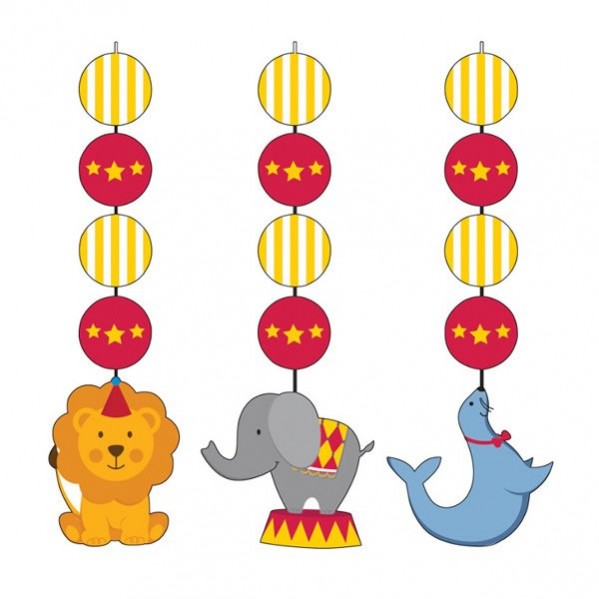 Boy Circus Time Hanging Decorations 86cm Pack of 3
