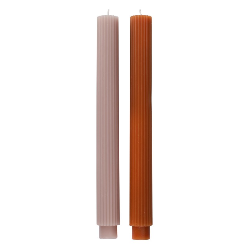 Christmas Cosy Copper Ribbed Dinner Candles 27cm 2 pk