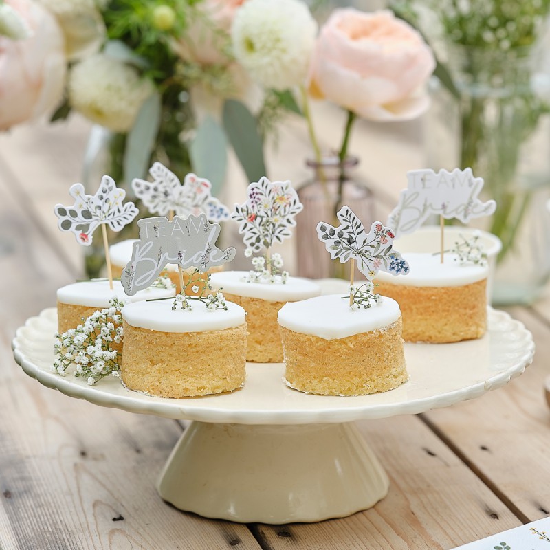 Bridal Shower Team Bride Bridal Bloom Cupcake Cake Toppers 12 pk - NFS Party