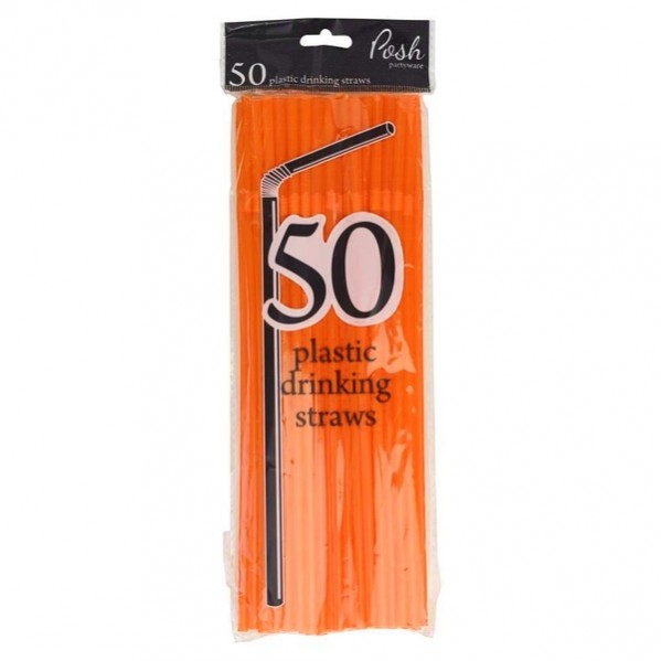 Orange Straws 24cm Pack of 50