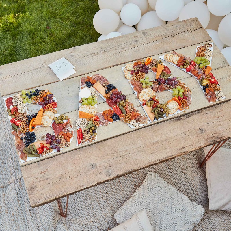 Hello Baby White B-A-B-Y Grazing Board Platters 4 pk