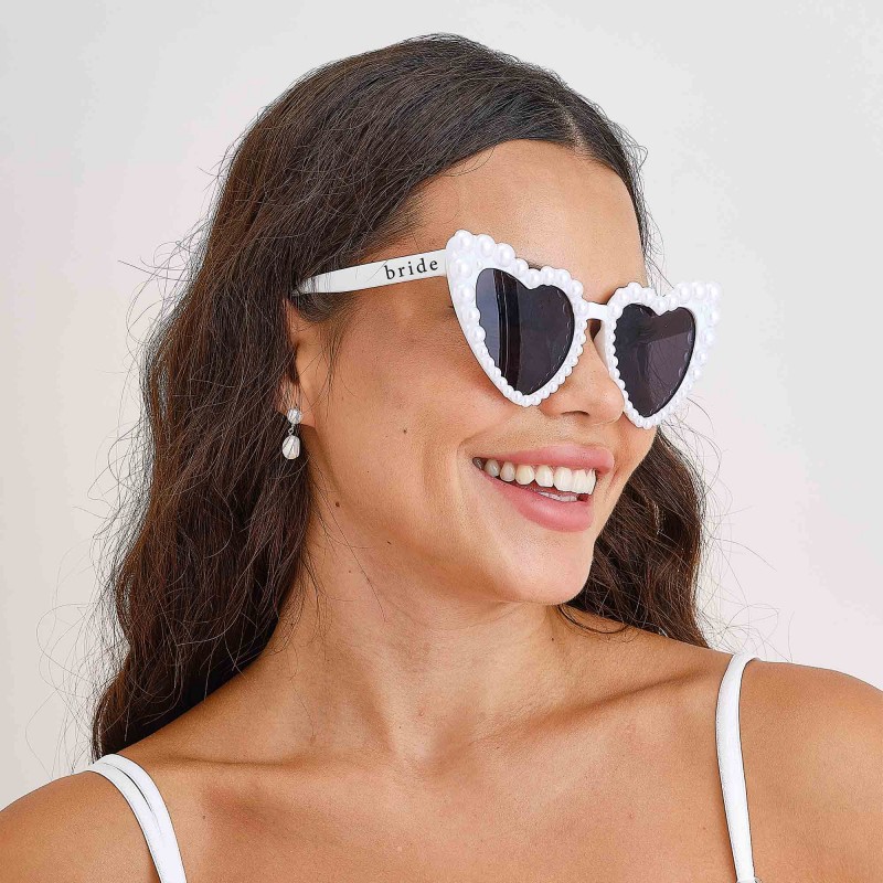 White Bride Hen Party Heart Sunglasses