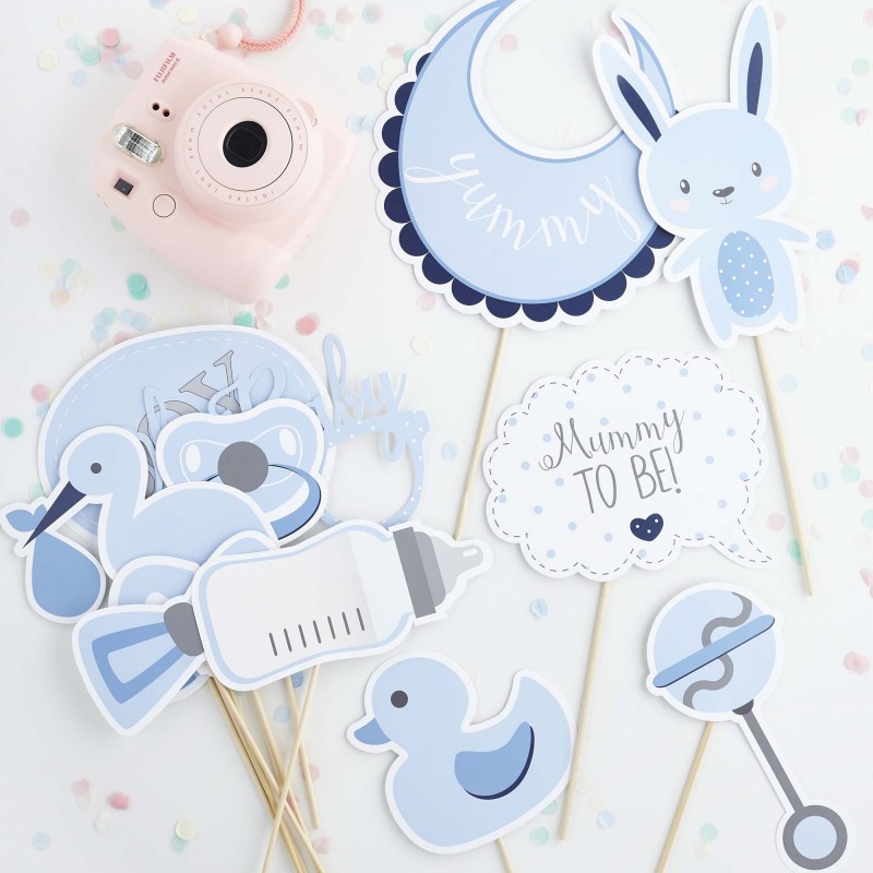 Baby Shower Blue Booth Photo Props 13 pk - NFS Party