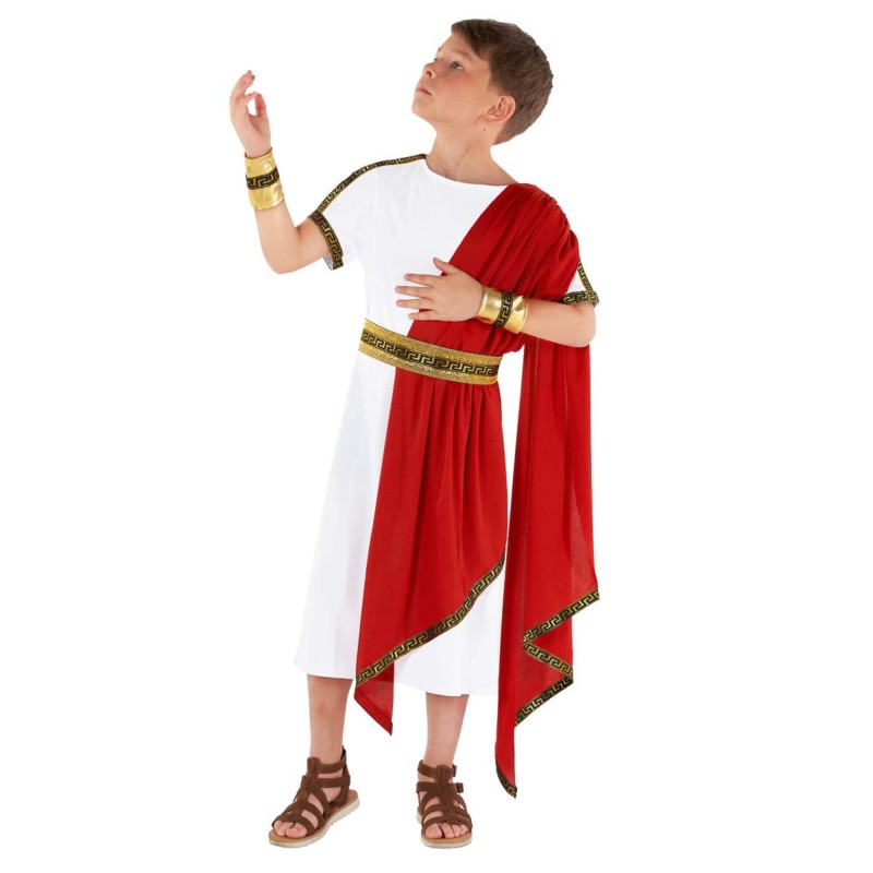 Red Roman Toga Boy's Costumes 7-9 Years