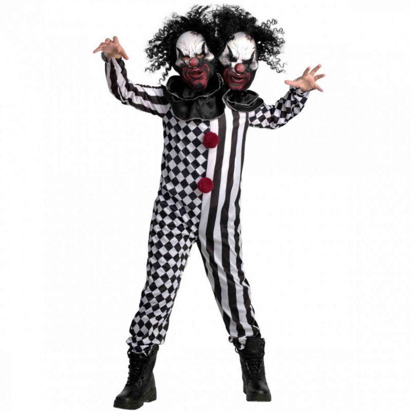 2 Headed Clown Morph Boy's Costume 10-12 Years