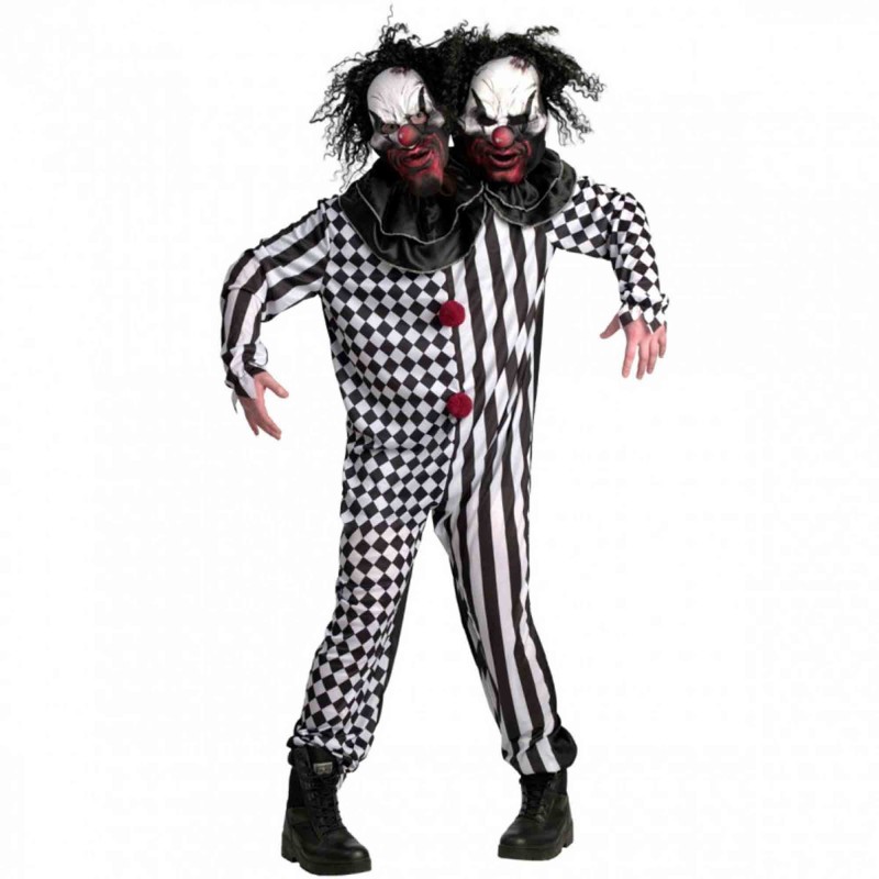2 Headed Clown Morph Men's Costume 