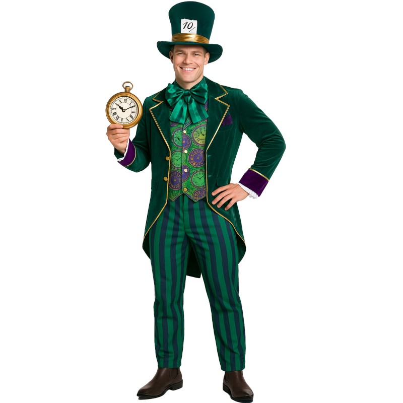 Green Tea Party Hatter Suit Men's Costumes XL