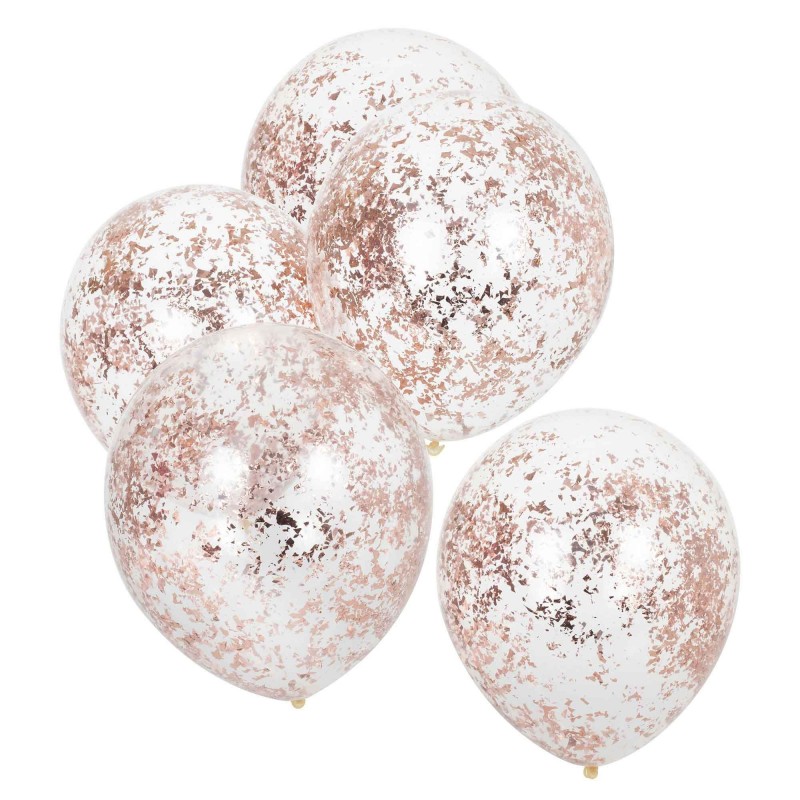 Rose Gold Mix It Up Confetti Filled Latex Balloons 30cm 5 pk - NFS Party
