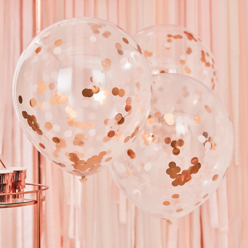 Rose Gold & Blush Mix It Up Confetti Latex Balloons 60cm 3 pk